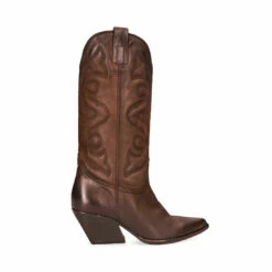 SteveMadden WEST BABY BLUE LEATHER -Steve Madden | Official Store STEVEMADDEN BOOTS WEST BROWN LEATHER SIDE 1