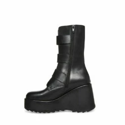 SteveMadden PRIMROSE BLACK LEATHER -Steve Madden | Official Store STEVEMADDEN SHOES BUCKLE BOOT BLACK INSIDE