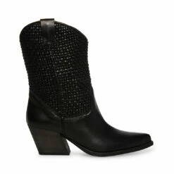 SteveMadden SADDLE BLACK LEATHER